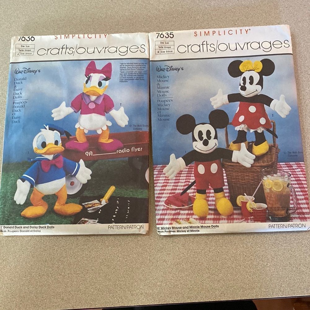 Vintage Disney simplicity crafts Mickey Minnie Donald and daisy bundle